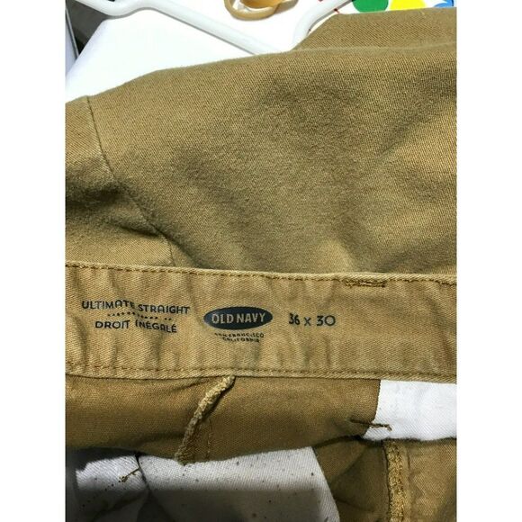 Old Navy Men's Tan Khaki High Rise Straight Leg Pants 36x30 - Picture 6 of 8